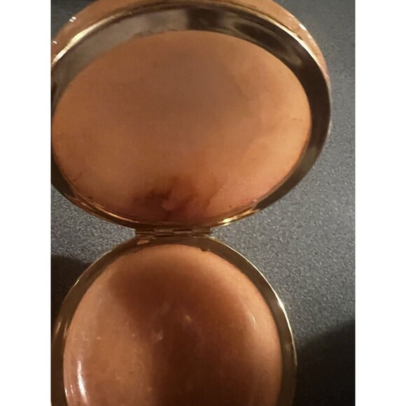 Vintage Alabaster Trinket Box Hand Carved Made in Italy Hinged Floral Design - Picture 4 of 9